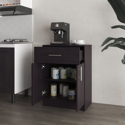 Kitchen Pantry with 2 Doors and 1 Drawer, Wengue Finish