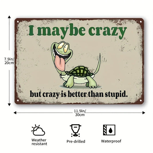 A Funny Turtle Sign Vintage Metal Painting Art Indoor Outdoor Decor