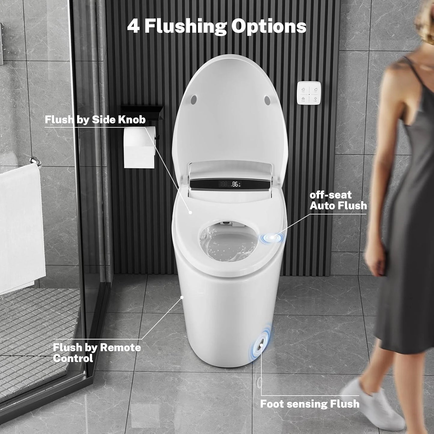 Smart Toilet, Heated Seat ,Night Light Auto Flush, Open/Close comfort Height