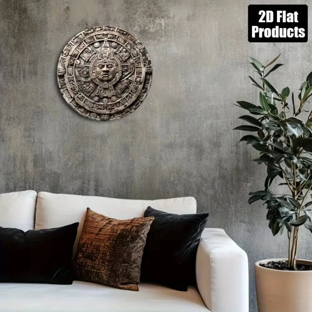 Aztec Calendar Sun Motif – 2D Flat Wall Decor |,