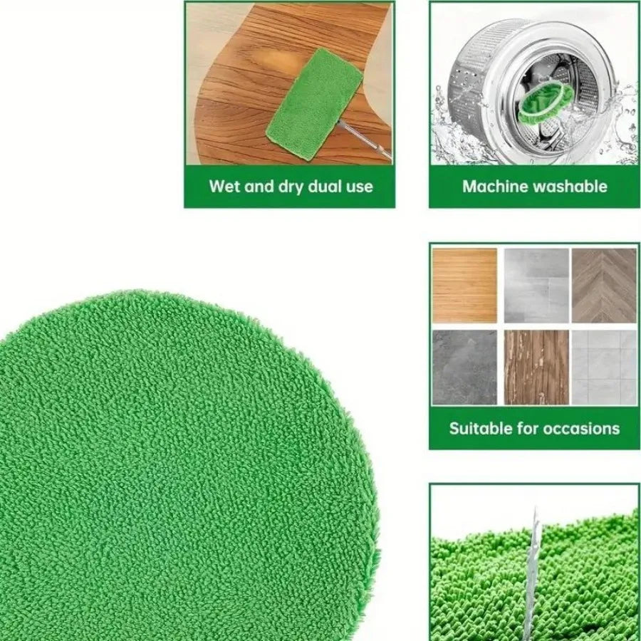 12 Piece Washable Green Mop Cloth, Perfect for Home and Office