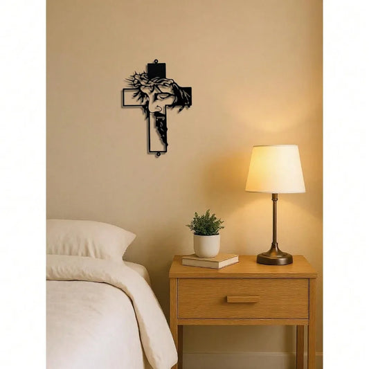 Jesus Metal Cross Wall Sculpture – Christian Decor –
