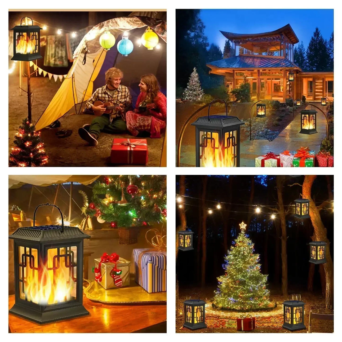 Waterproof Hanging Solar Light, Garden Solar Flame Light LED Lantern