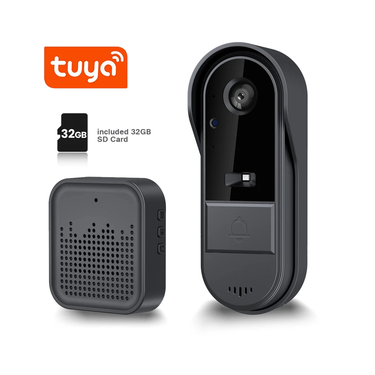 WiFi doorbell 2-way HD 1080P, microSD/cloud, waterproof,