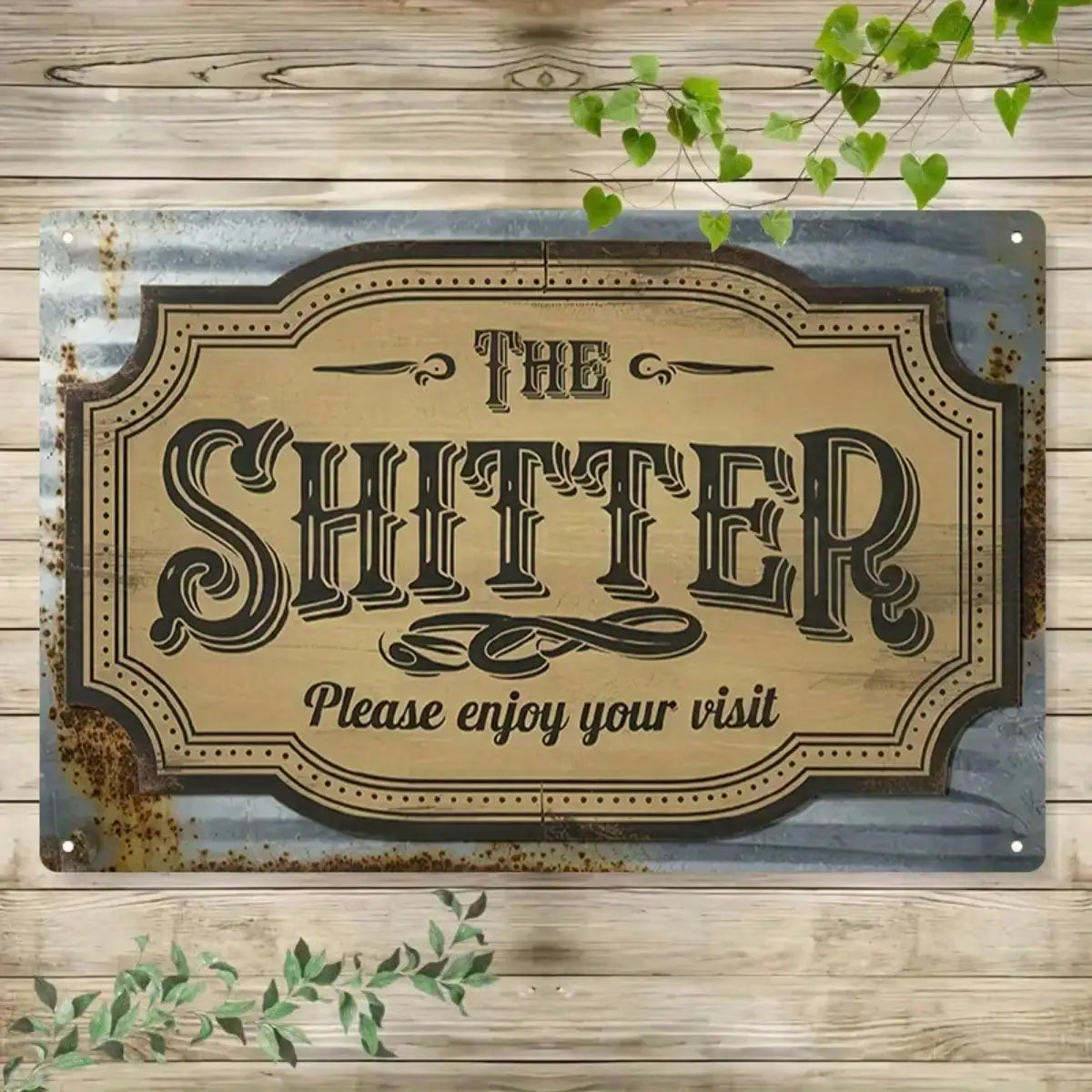 1PC Tin Sign The Shitter, Humorous Toilet Art, 8x12 Inches / 20x30 Cm