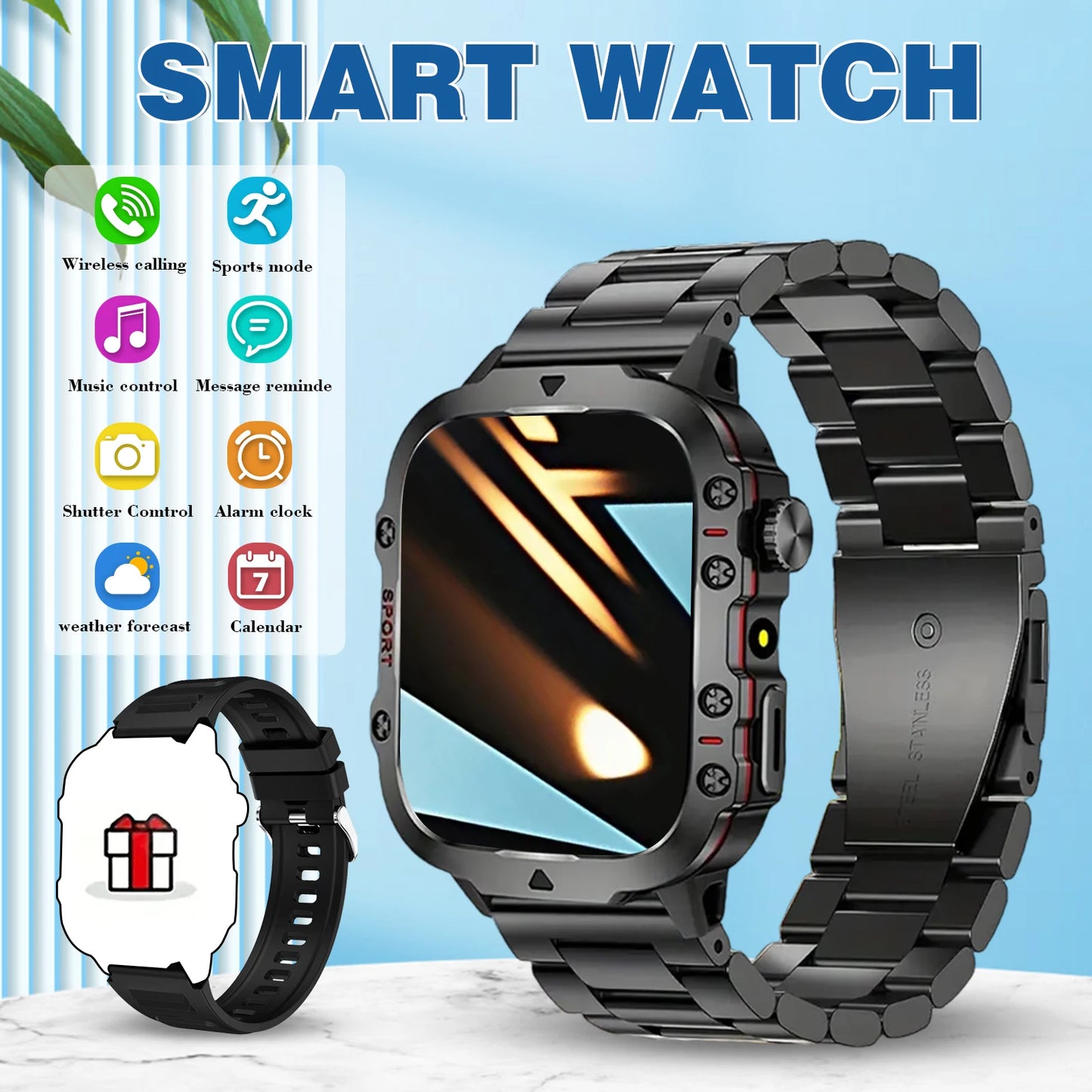 Smart Watch With Flashlight Function, Suitable For Iphone And Android Phones