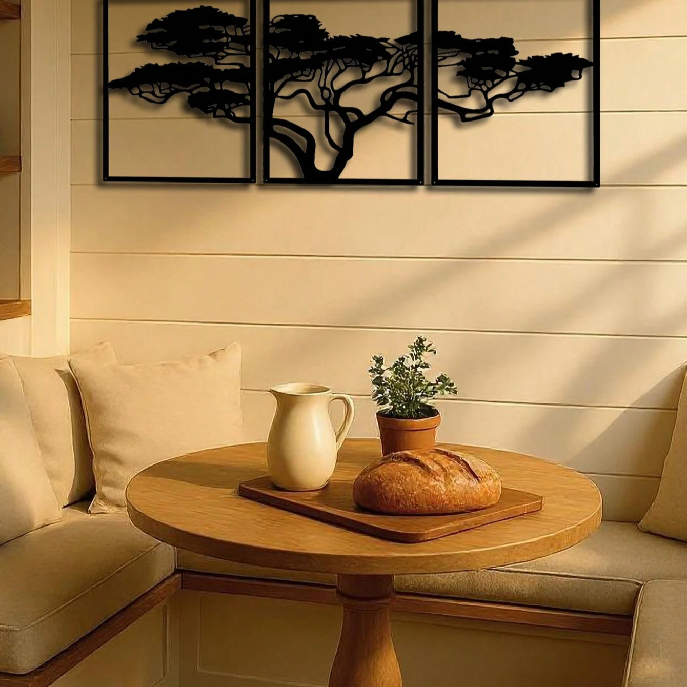 "Handmade African Baobab Tree Metal Wall Art – Tribal Boho Tree of Life Sculpture