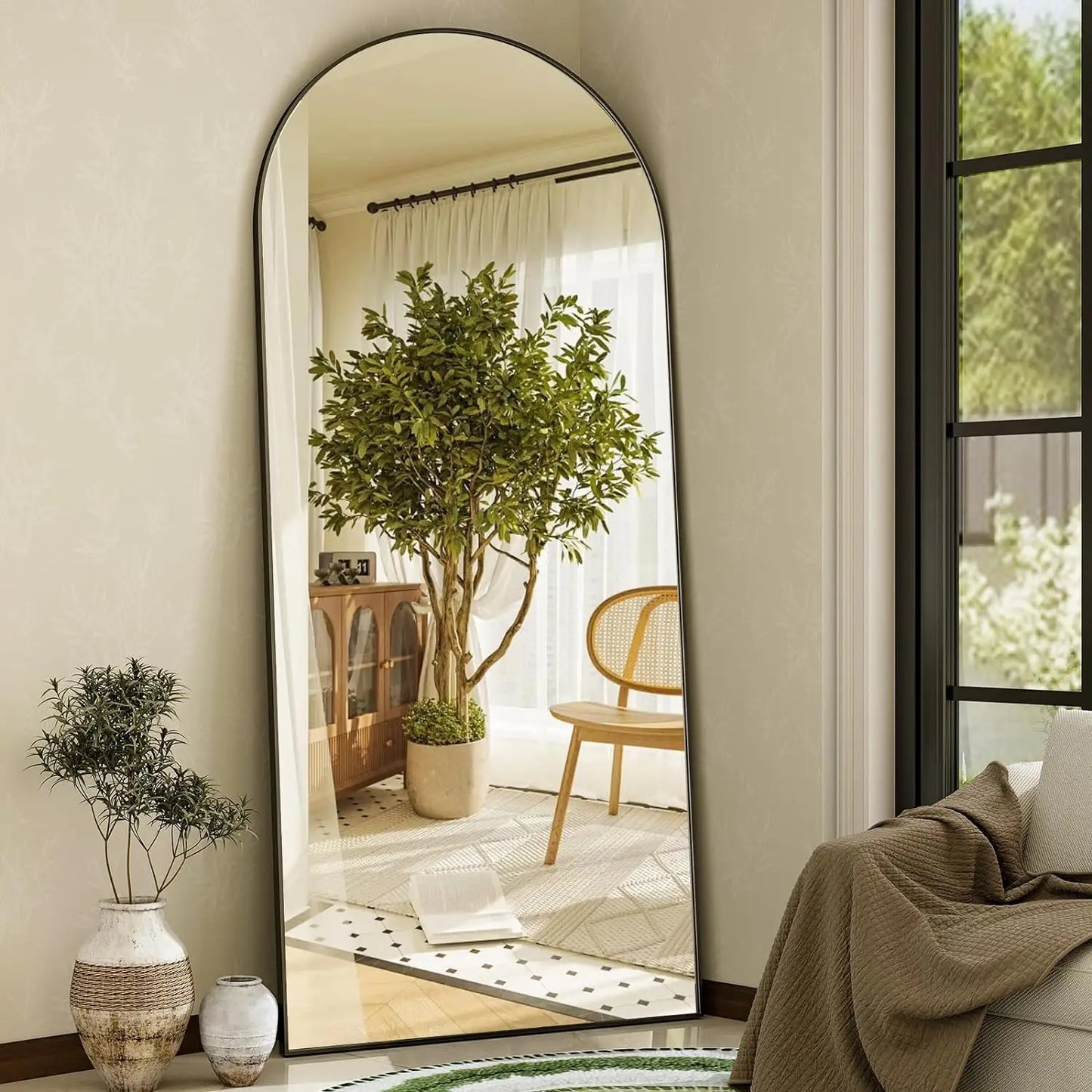 34x76 inch Wall Mount Arched Full Length Mirror-Aluminum Alloy