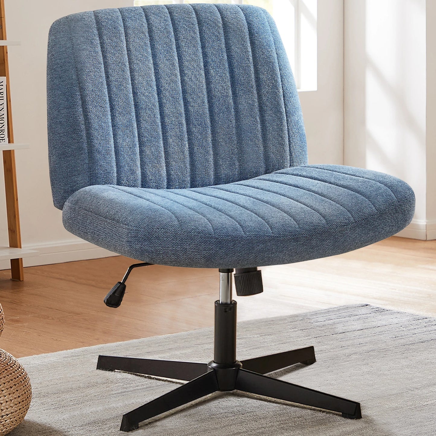 Adjustable Swivel Cross Legged Armless Wide Desk Chair