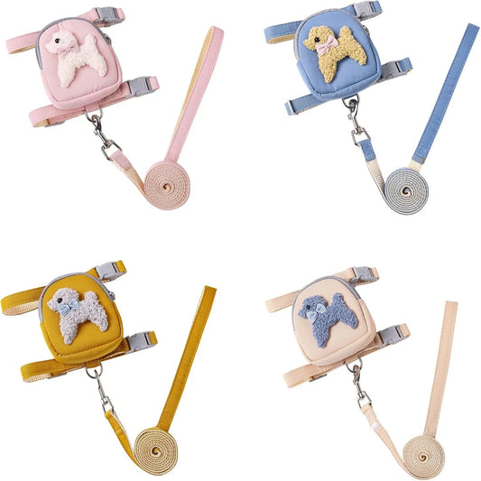 Dog Vest Harness Adjustable Chest Puppy Outdoor Walking Leash with Cute Snack-Bag Dog Harness