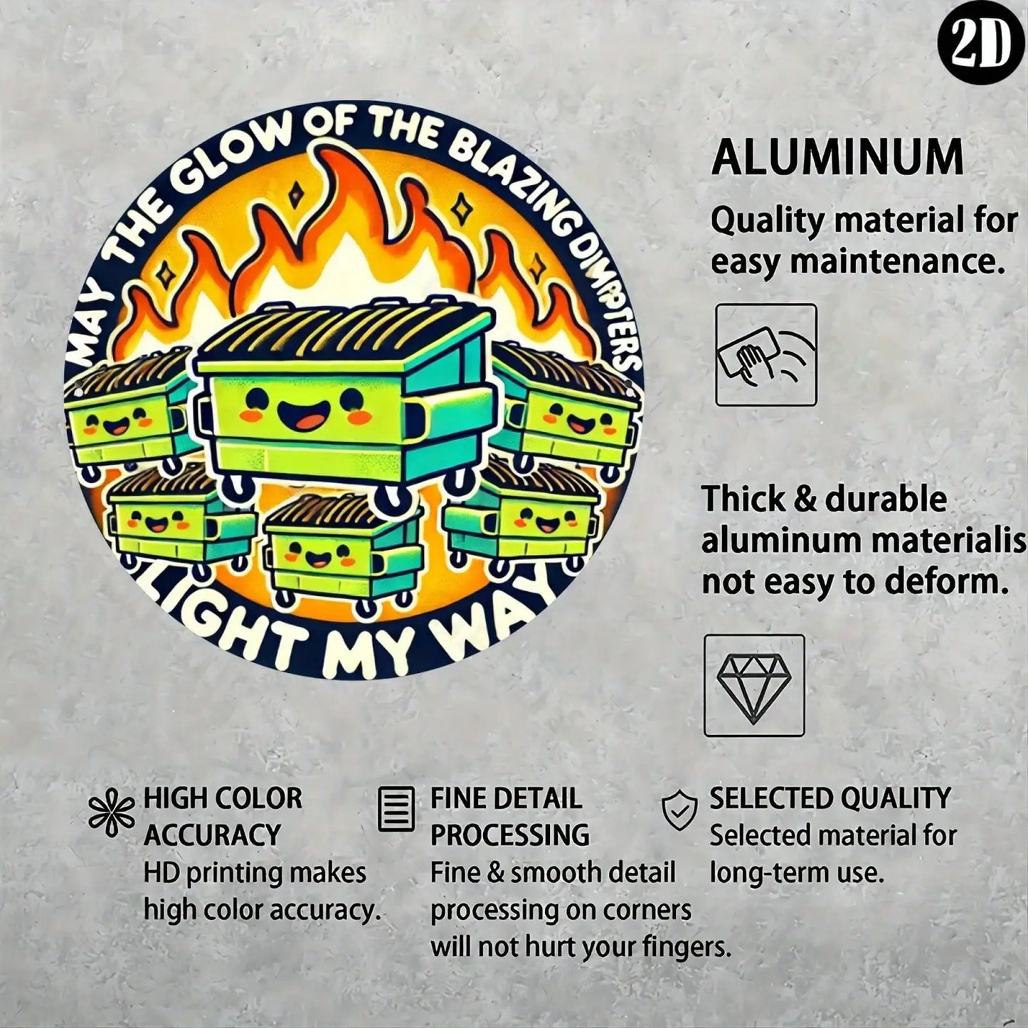 8x8" Vintage 'Dumpster Fire' Metal Sign,