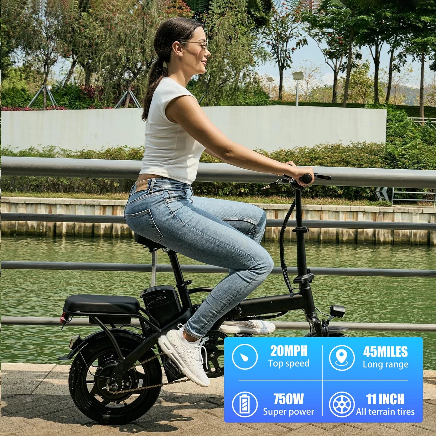 14inch Electric Bike, 20 MPH,48V Removable Battery,400W Motor, Adult Folding Electric Bicycle