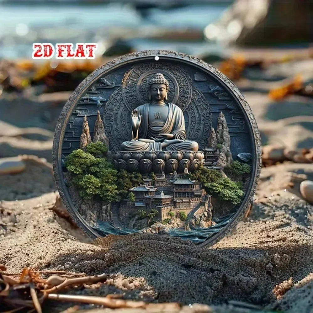 Zen Garden Metal Wall Art–Rustic Buddhist Decor