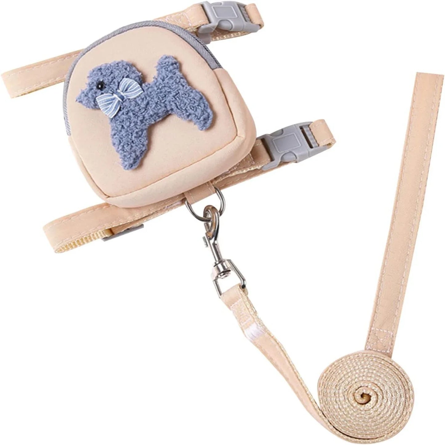 Dog Vest Harness Adjustable Chest Puppy Outdoor Walking Leash with Cute Snack-Bag Dog Harness