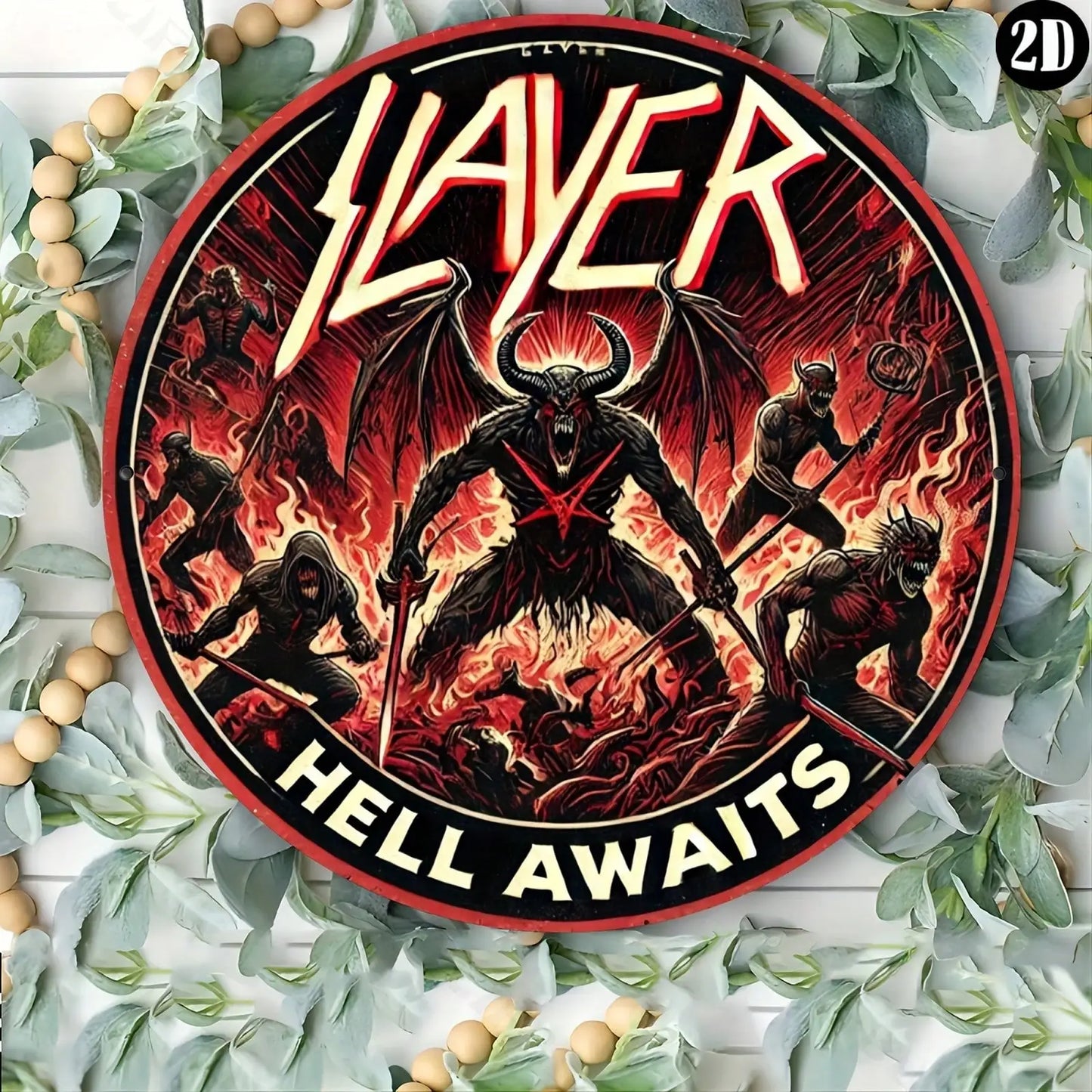 8x8" SLAYER Hell Awaits Metal Sign