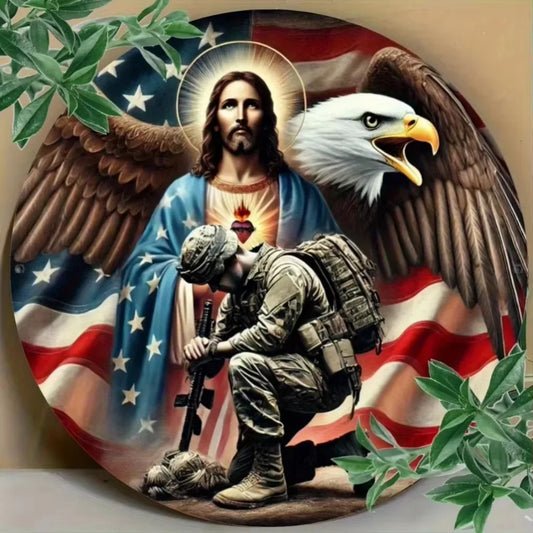 "God Bless Our Military" Iron Decor – Patriotic 2D Art |