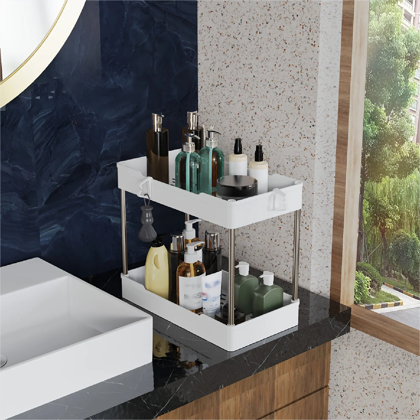 3pcs Under Bathroom Sink Organizers – Countertop Storage Racks for Cosmetics