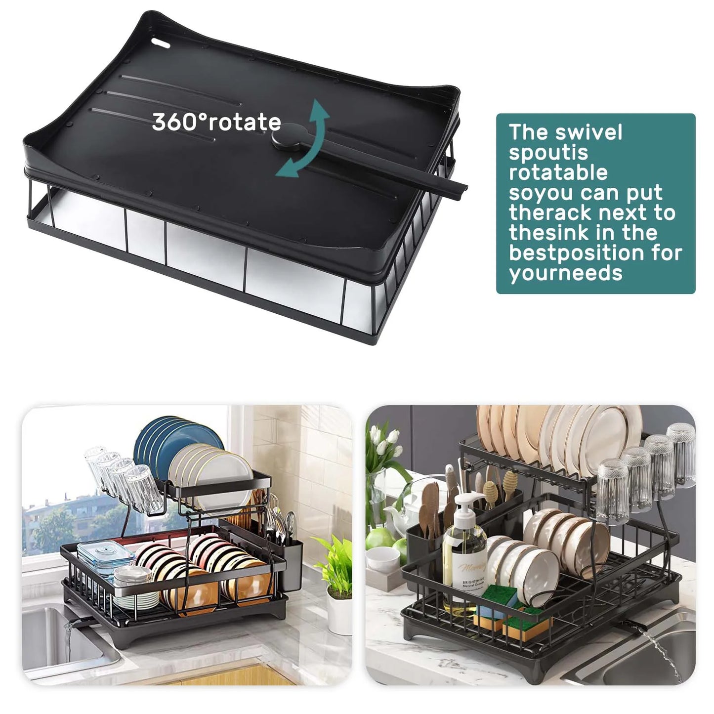 Large 2-tier dish drying rack,Metal