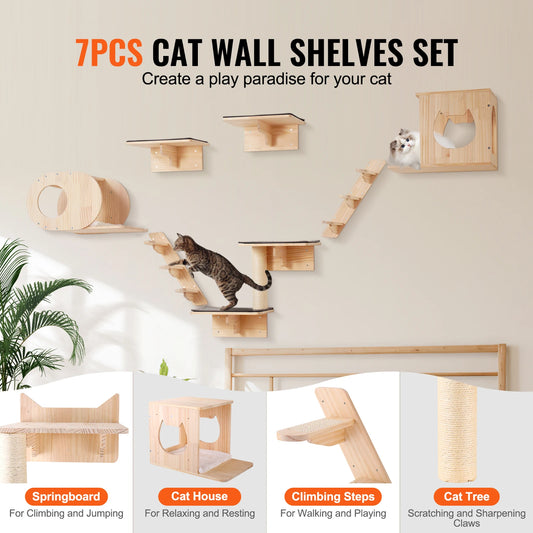 Wall Mounted Cat Shelves and Perches with Jumping Boards Hammocks & Cat Tree Shelves