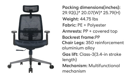 New Ergonomic Adjustable Lumbar Support Chair 120°Tilt High Back with Soft Flip Up Arms