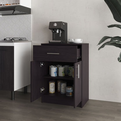 Kitchen Pantry with 2 Doors and 1 Drawer, Wengue Finish