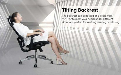 New Ergonomic Adjustable Lumbar Support Chair 120°Tilt High Back with Soft Flip Up Arms