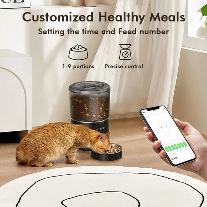 Automatic smart pet feeder for cats dogs stainless steel, bowl Customize healthy food 1-9 portions