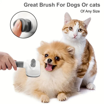 2-in-1 Pet Grooming Brush - Massaging Deshedder with Easy Cleanup