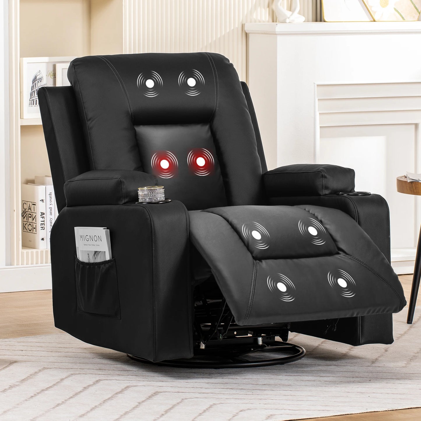 Recliner Chair, Rocking Chair for Adults, Swivel Recliner Heat and Massage