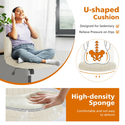 Adjustable Swivel Cross Legged Armless Wide Desk Chair