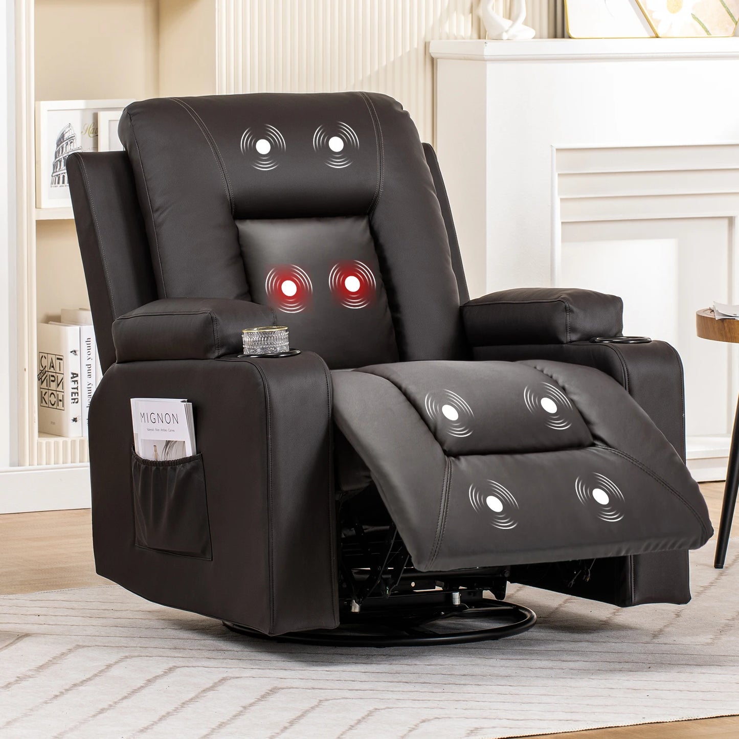 Recliner Chair, Rocking Chair for Adults, Swivel Recliner Heat and Massage