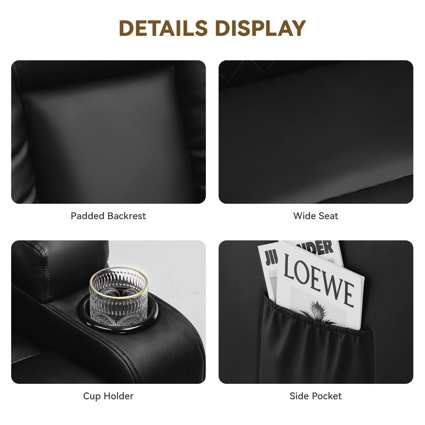 Recliner Chair, Rocking Chair for Adults, Swivel Recliner Heat and Massage