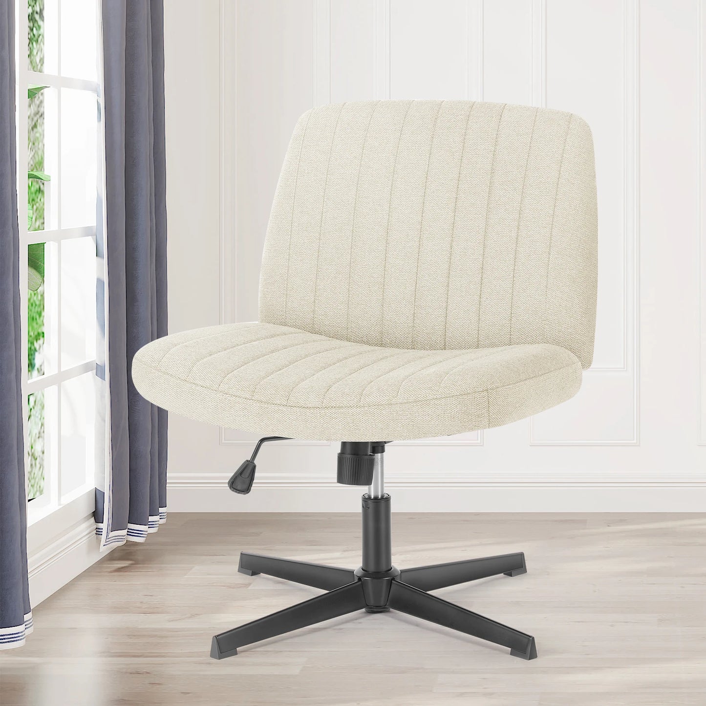 Adjustable Swivel Cross Legged Armless Wide Desk Chair