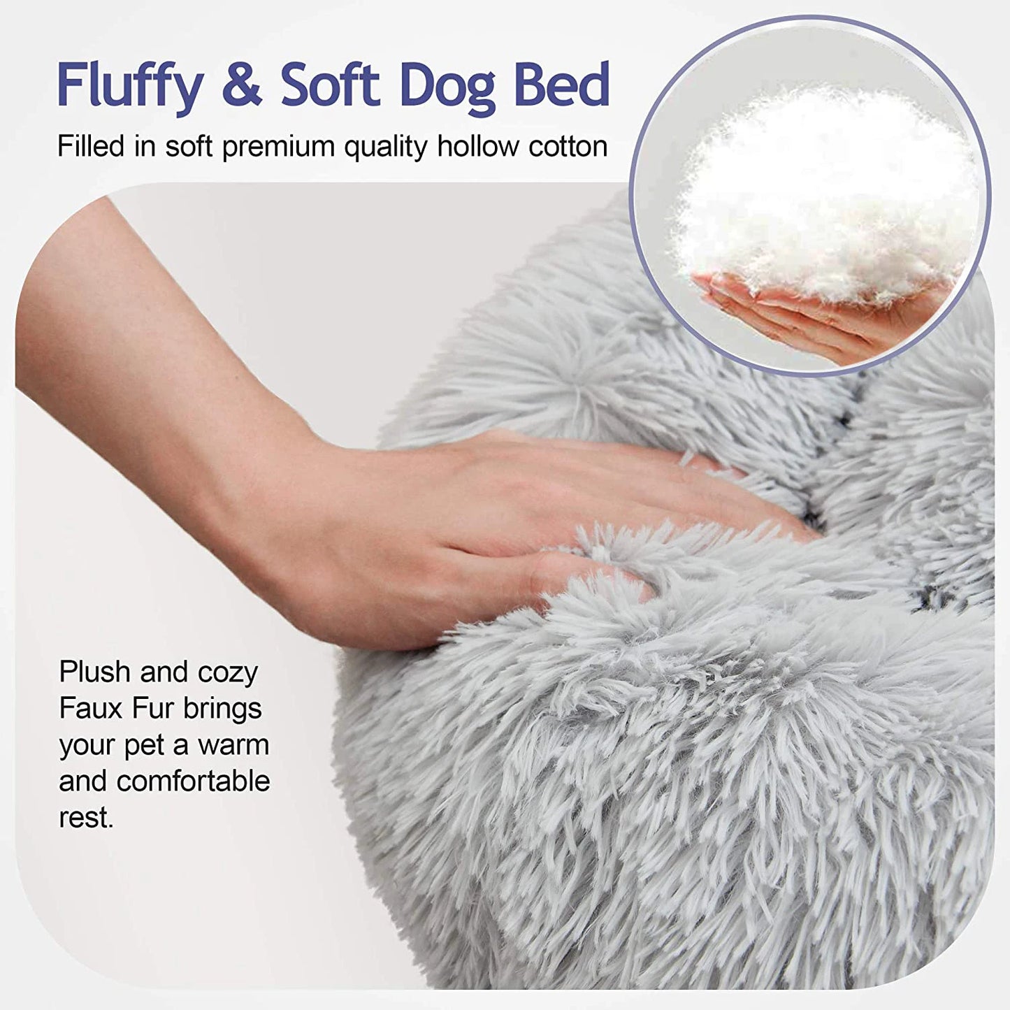 Donut Dog Bed Warm Soft, Bed Cover Washable, Sofa Cushion