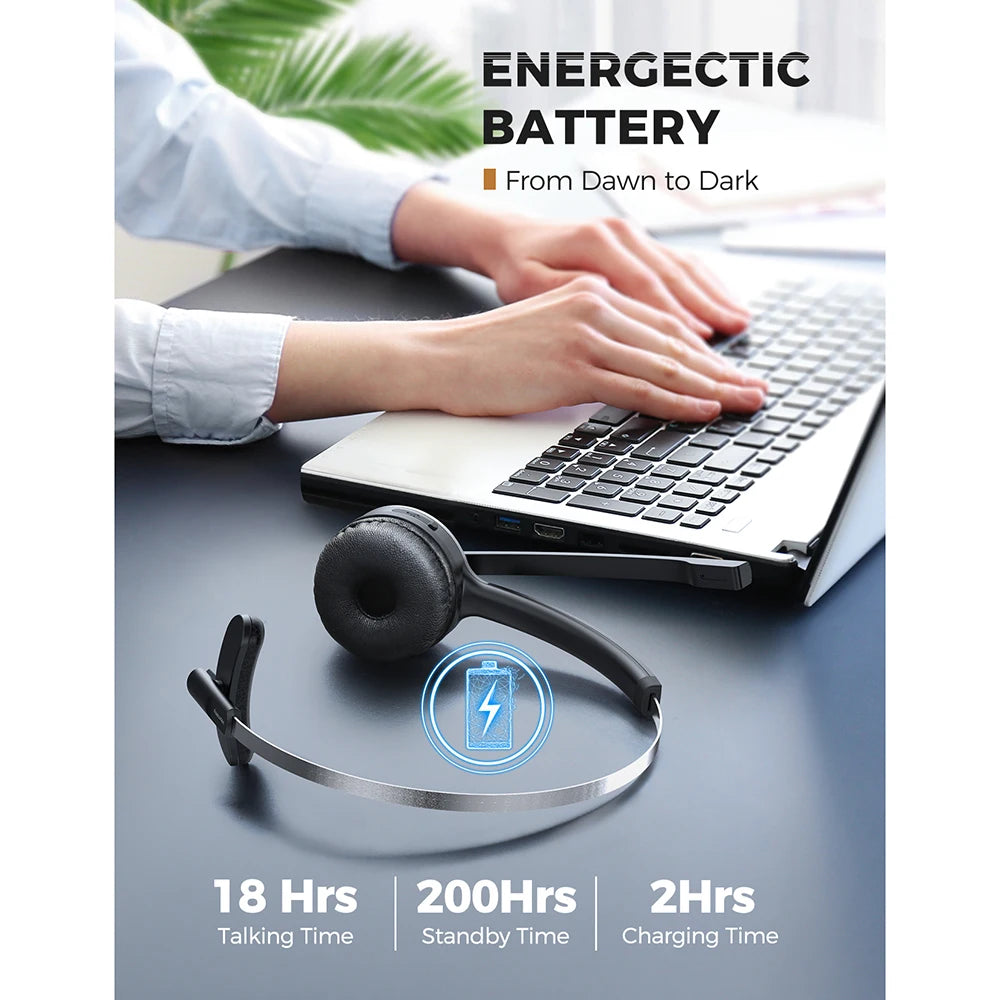 1/2 pack Mpow M5 Bluetooth V5.0 Headset Wireless , Call Headset with Mic