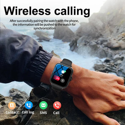 Smart watch with full touch screen, call, message reminder, compatible with iPhone/android mo