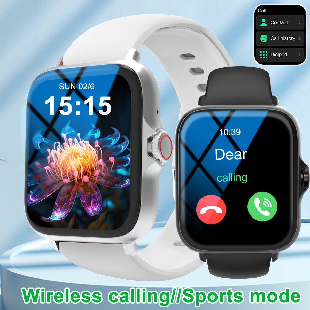 Smart watch with full touch screen, call, message reminder, compatible with iPhone/android mo