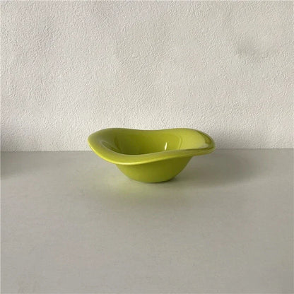 Ins Ceramic Saucer Korean Style Dessert Yogurt Oats Bowl Cream Color Fruit