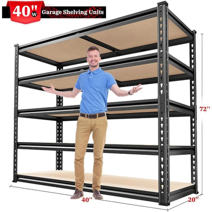 2500LBS Garage Shelving 72''H Storage 5 Tier Metal Shelves Adjustable