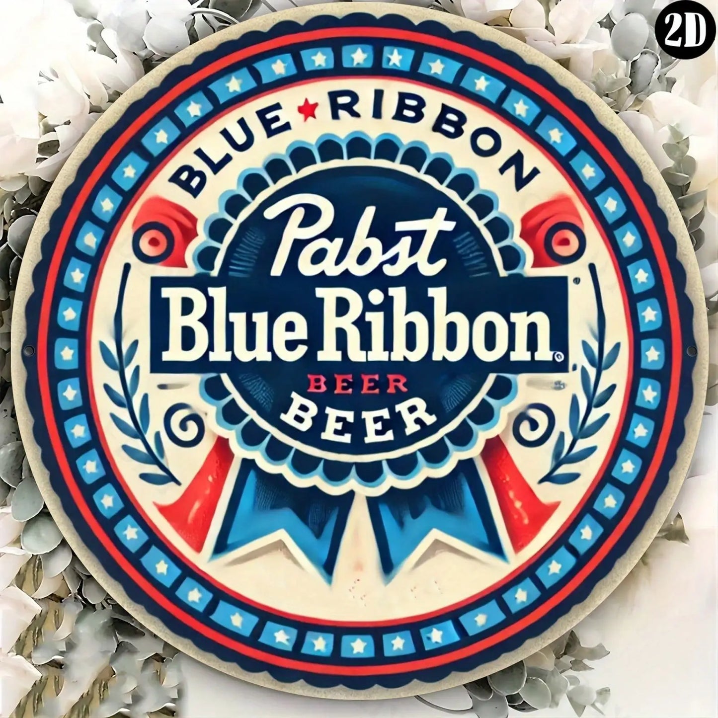 8x8" Retro Pabst Blue Ribbon Beer Metal Sign