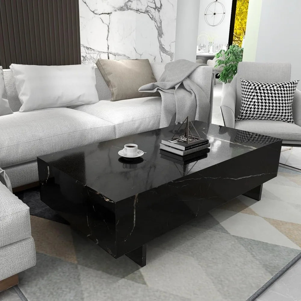 Marble Rectangle Coffee Tables ,Contemporary High Gloss Elegant