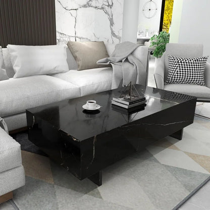 Marble Rectangle Coffee Tables ,Contemporary High Gloss Elegant