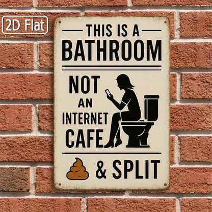 1PC Tin Sign Bathroom Humor - Vintage Style Wall Art