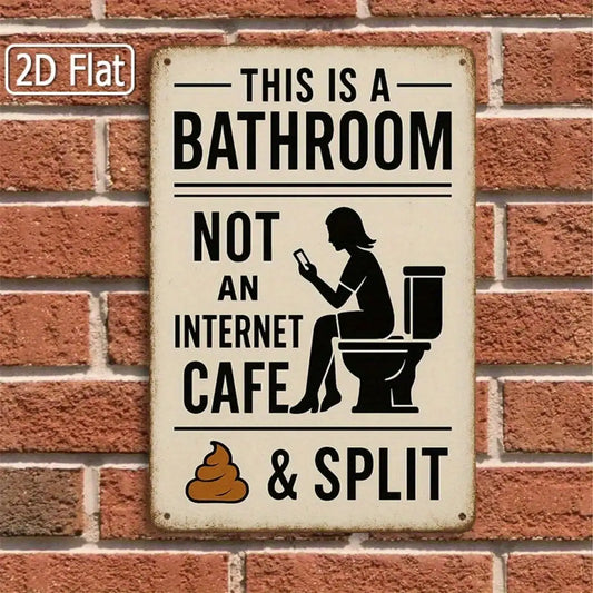 1PC Tin Sign Bathroom Humor - Vintage Style Wall Art