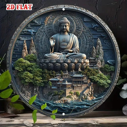 Zen Garden Metal Wall Art–Rustic Buddhist Decor