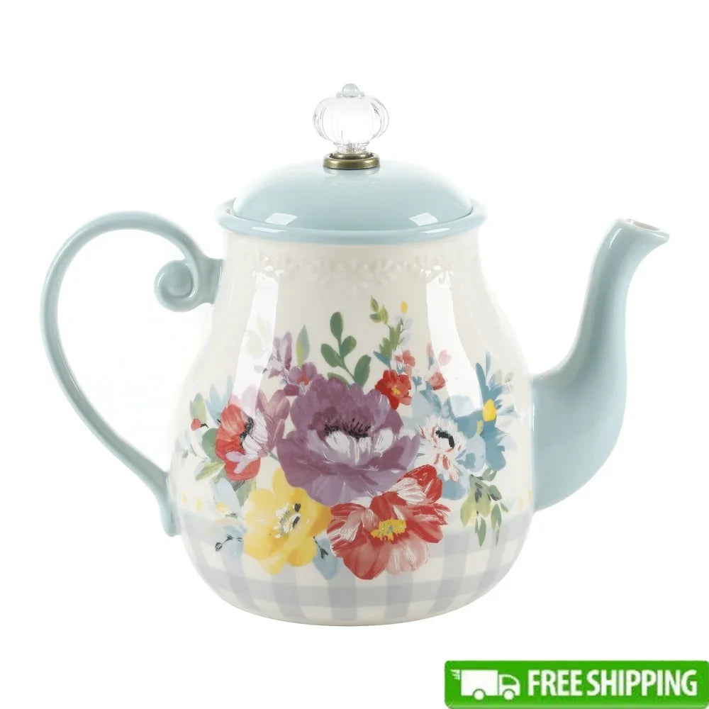Vintage Floral Ceramic Tea Pot Dishwasher Safe  Gift Tea Lovers Stylish Home Essentials