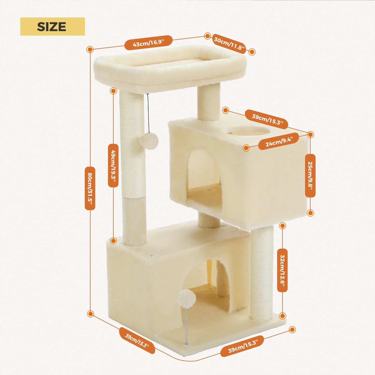 Multi Level Cat Tree Tower,  Large Condo for Indoor Kitten Bed