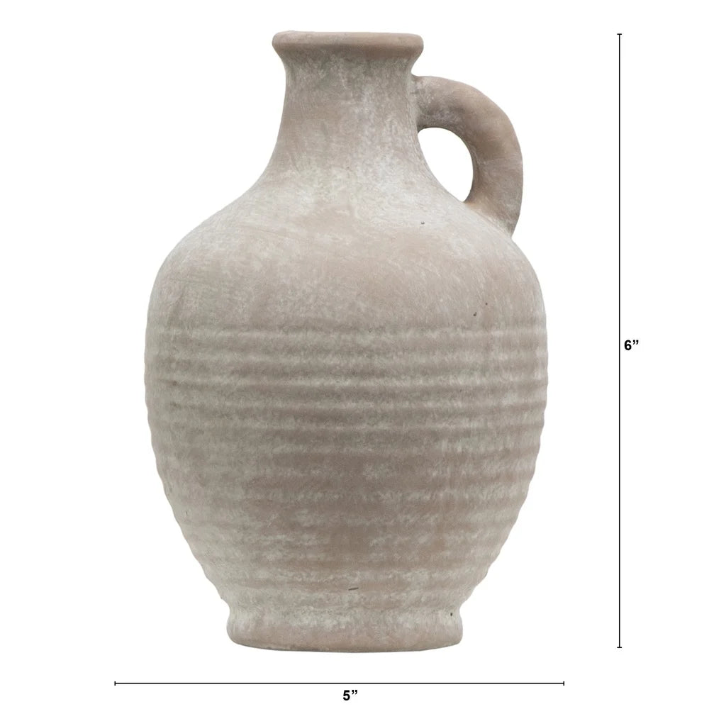 Indoor Ceramic Handled Jug Antique Style European Decor  7 Inch