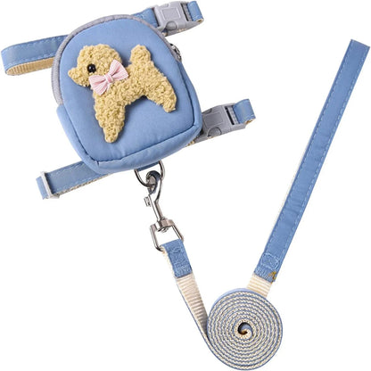 Dog Vest Harness Adjustable Chest  Puppy Outdoor Walking Leash with Cute Snack-Bag Dog Harness
