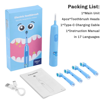 Rechargeable Rotary Toothbrush with 4 Heads, 5 Modes Setting Teeth Whitening Oral Car